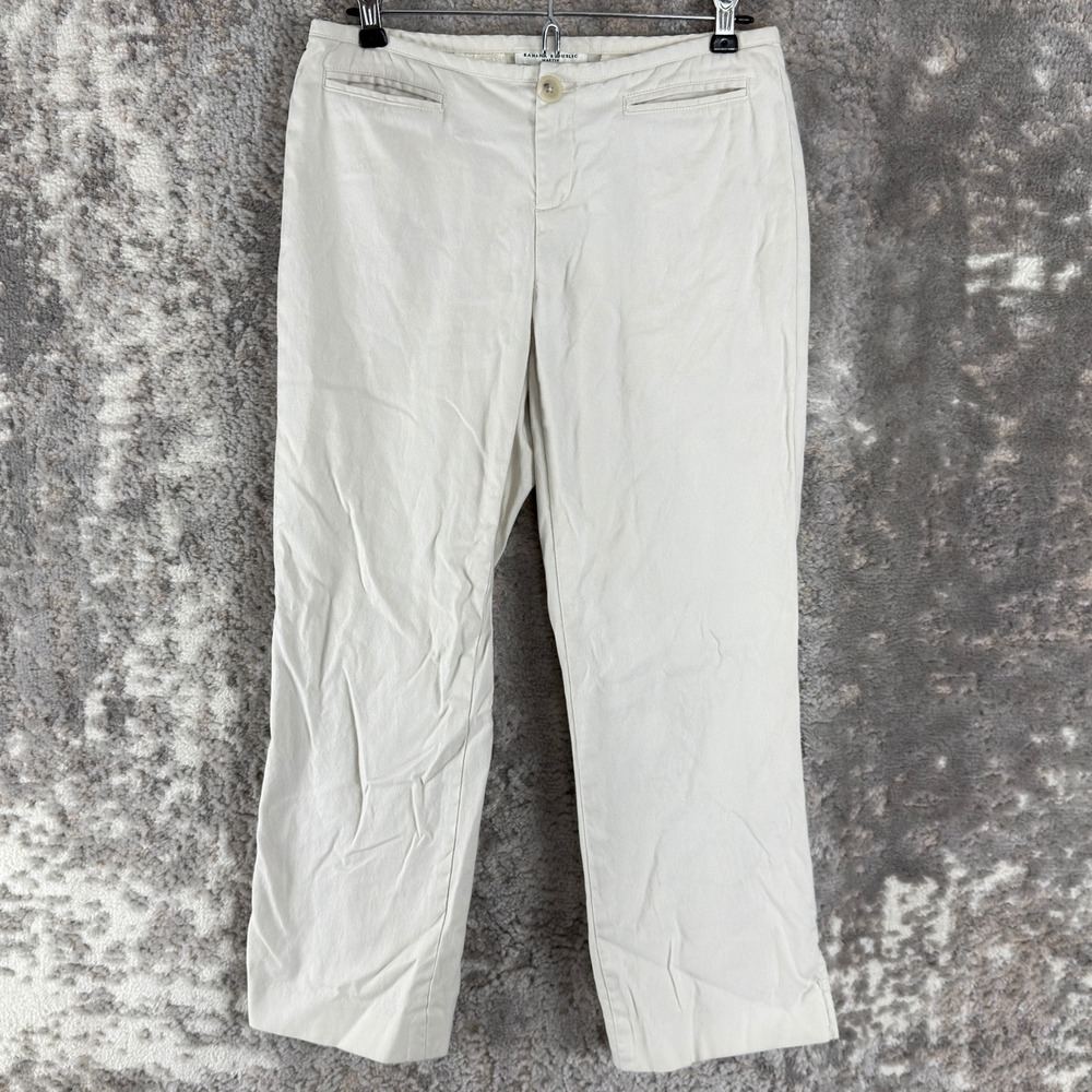 Banana Republic Size 10 Martin Fit Straight Leg Chino Trousers Ivory Women